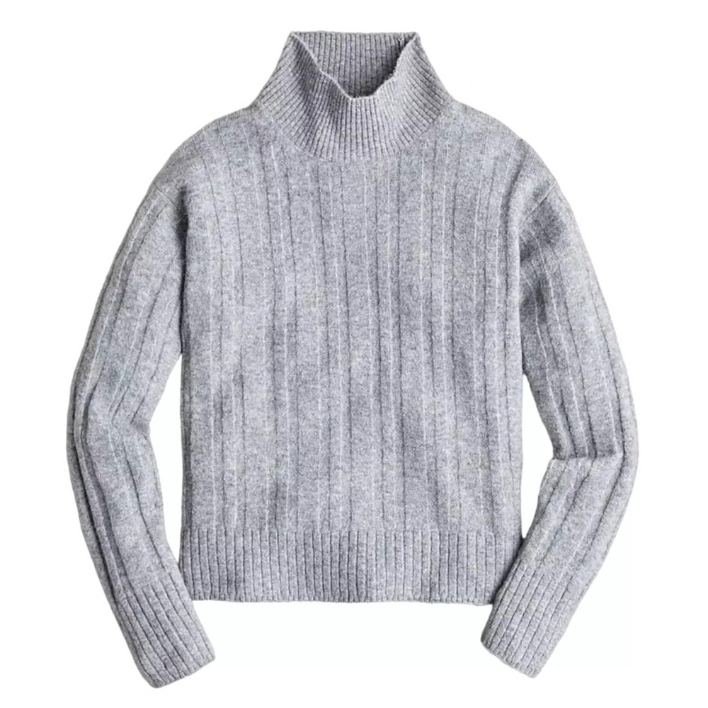 J. CREW | Ribbed Mockneck Sweater in Supersoft Yarn in Heather Gray Sz. 2x